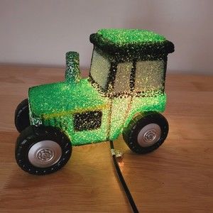 Tractor Lamp Nightlight Plastic Popcorn Material Green Yellow Colored Corded